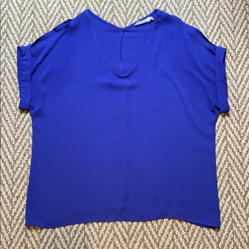 Royal blue cold shoulder top